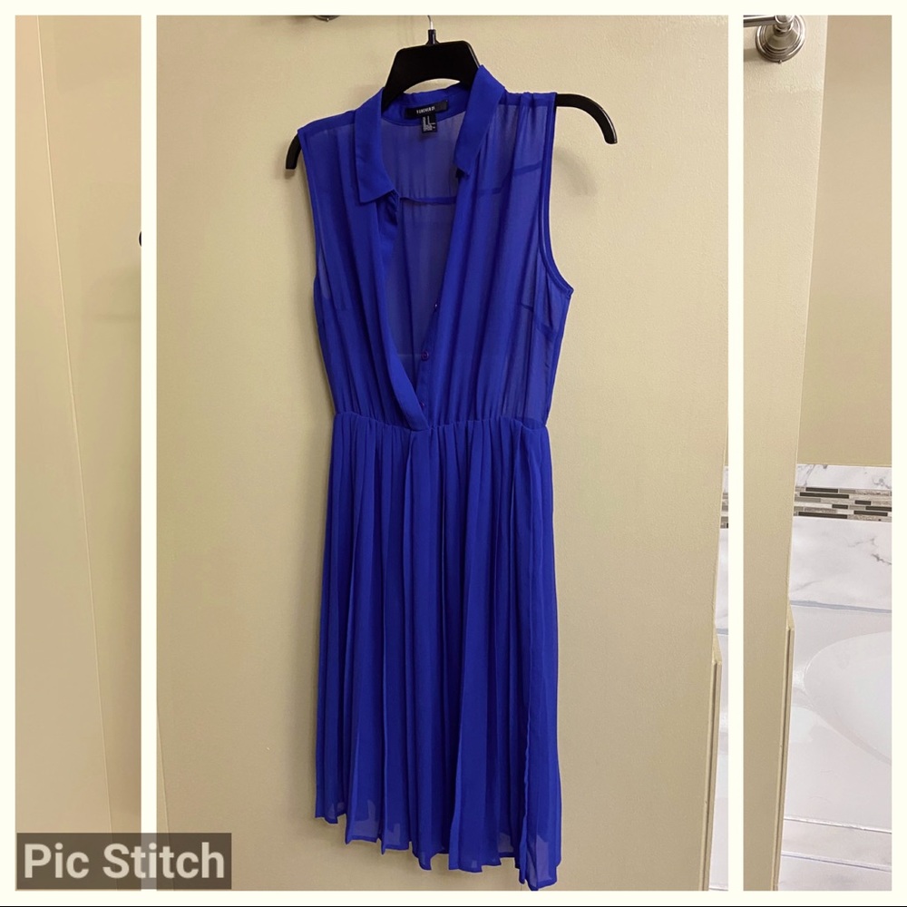 Sleeveless collared dress, sheer top